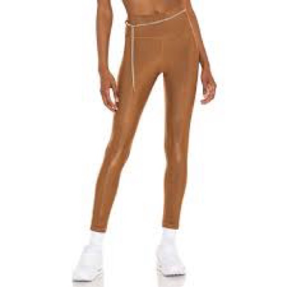 NWT- WeWoreWhat x Revolve Solid High Rise Chain Legging in Solid Rib Brown - Picture 2 of 14